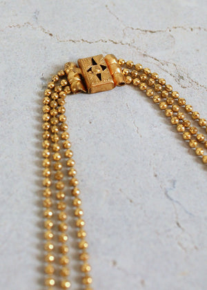 Vintage 1940s Scalloped Brass Chain Necklace