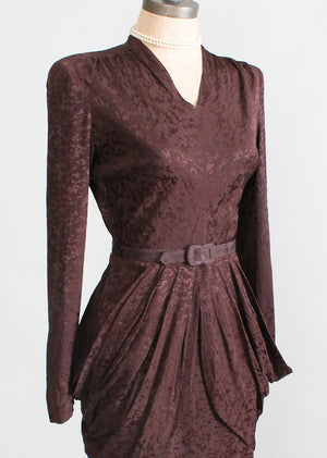 Vintage 1940s Noir Rayon Drape Dress