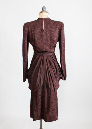 Vintage 1940s Noir Rayon Drape Dress