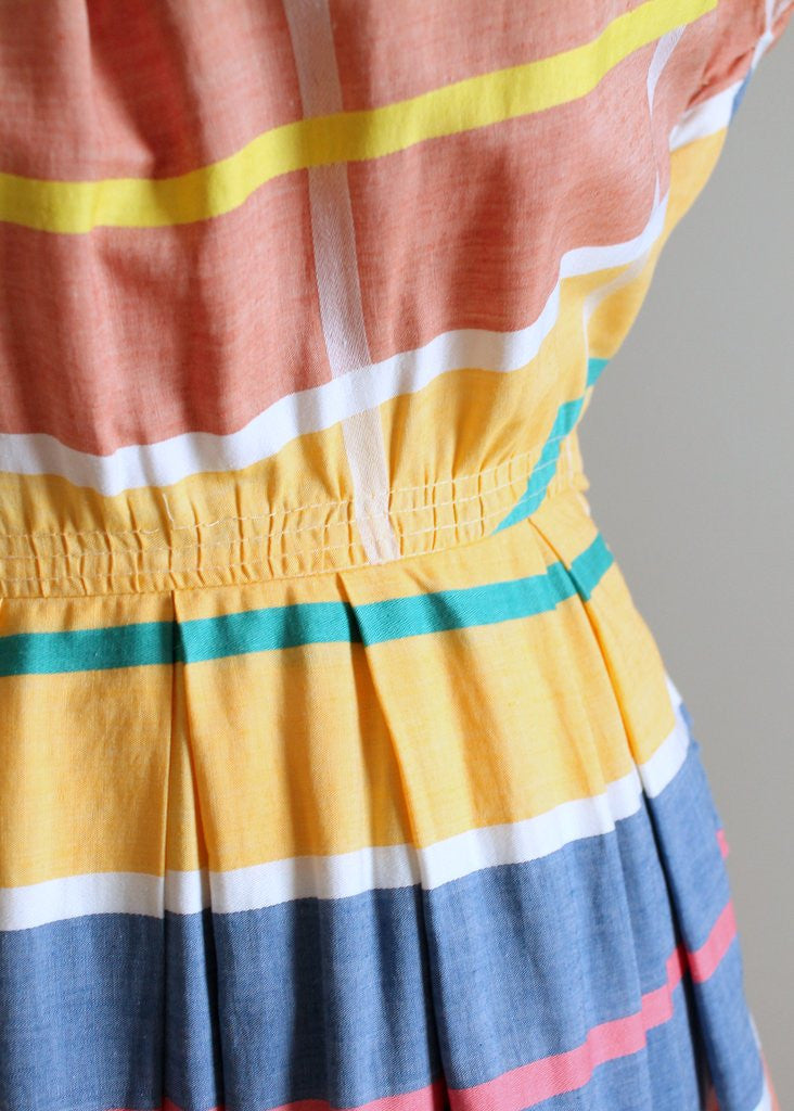 Vintage 1940s Stripes and Plaids Primary Color Dress - Raleigh Vintage