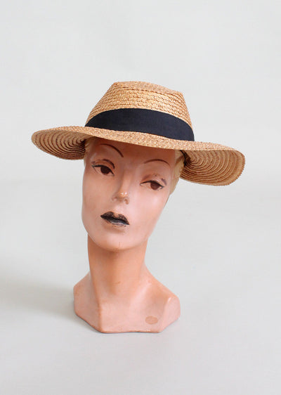 Vintage Early 1940s Summer Weekend Straw Hat - Raleigh Vintage