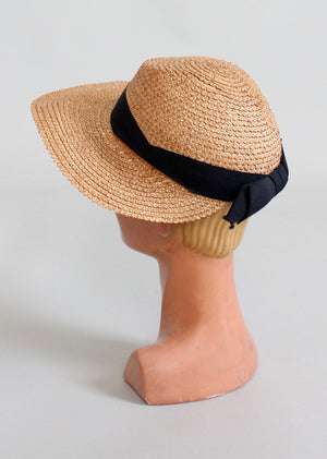 Vintage Early 1940s Summer Weekend Straw Hat
