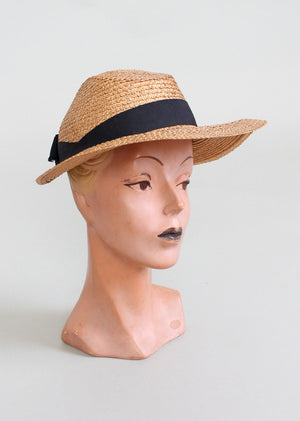 Vintage Early 1940s Summer Weekend Straw Hat