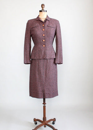 Vintage Late 1940s Glenchester Tweed Nipped Waist Suit