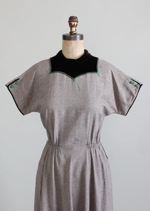 Vintage Late 1940s Fall into Winter Day Dress