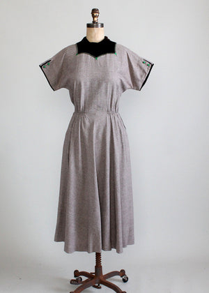 Vintage Late 1940s Fall into Winter Day Dress