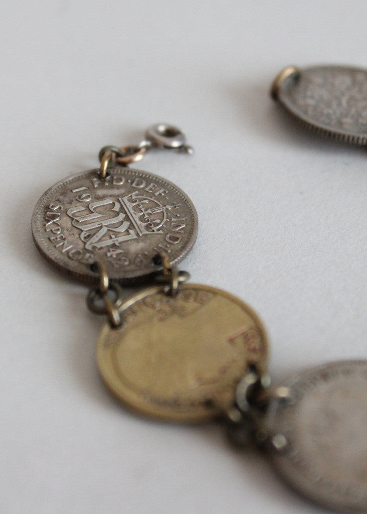 Vintage 1940s Souvenir Coin Bracelet