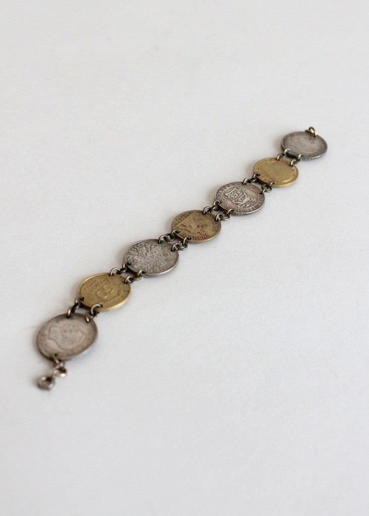 Vintage 1940s Souvenir Coin Bracelet
