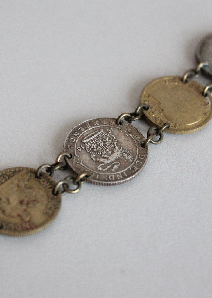 1940s WWII Souvenir Coin Bracelet