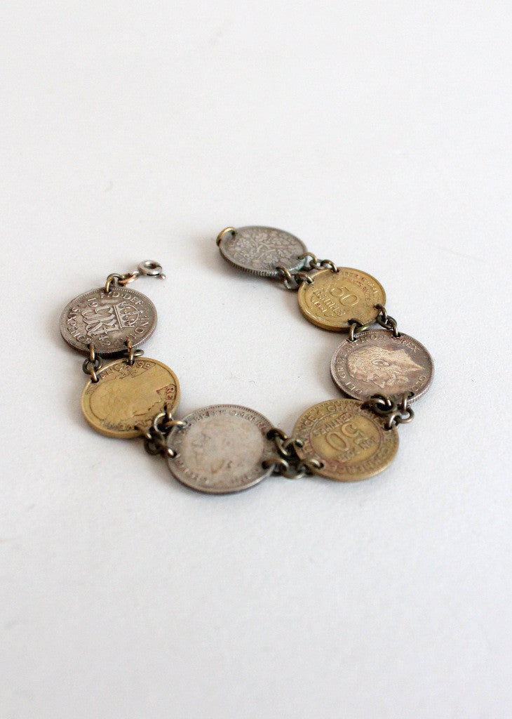 1940s WWII Souvenir Coin Bracelet