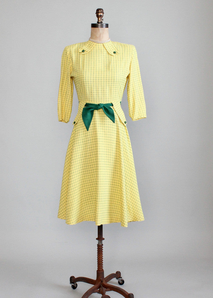 Vintage 1940s Yellow and Green Swing Dress - Raleigh Vintage Vintage 1940s Yellow and Green Swing Dress - Raleigh Vintage