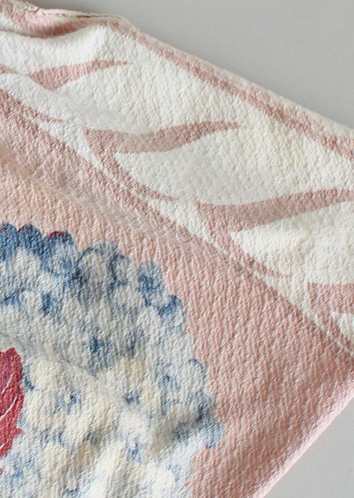 Vintage 1940s Hydrangea Barkcloth Handbag