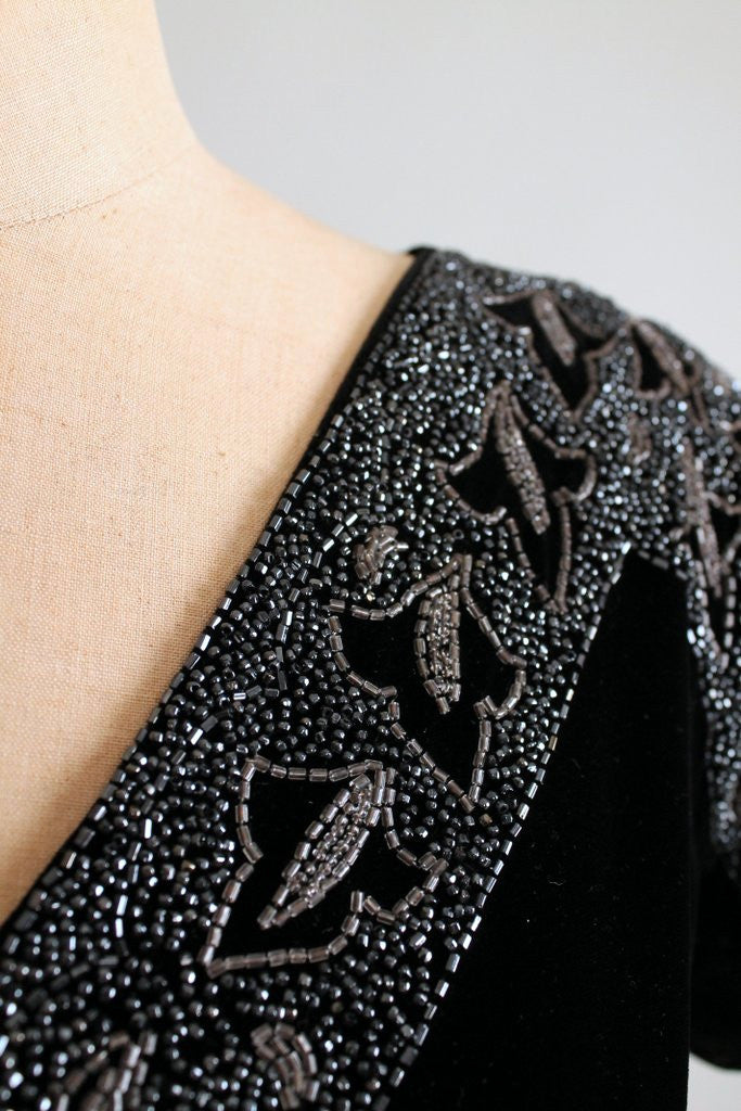Vintage 1940s Beaded Velvet and Tulle Evening Dress - Raleigh Vintage