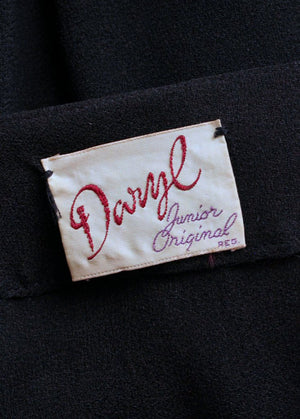 Vintage 1940s Daryl Black Rayon Blouse