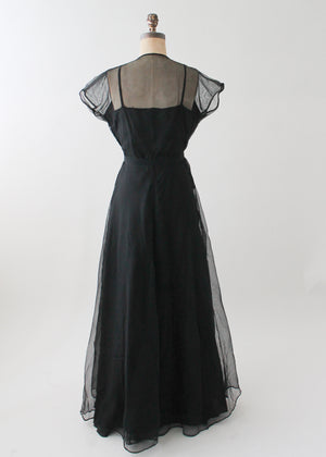 Vintage 1940s Black Sequined Evening Dress