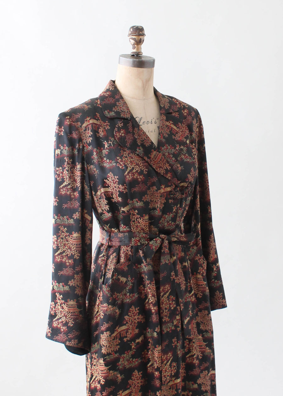 Vintage 1940s Asian Silk Long Robe