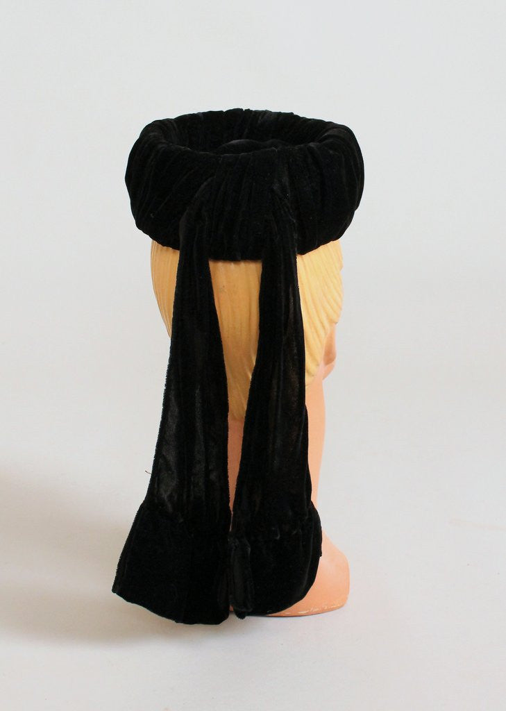 Vintage 1940s Black Velvet Tilt Hat