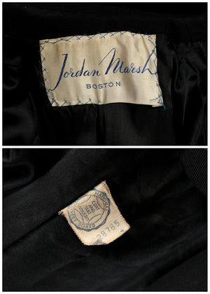 Vintage Early 1940s Black Wool Princess Coat