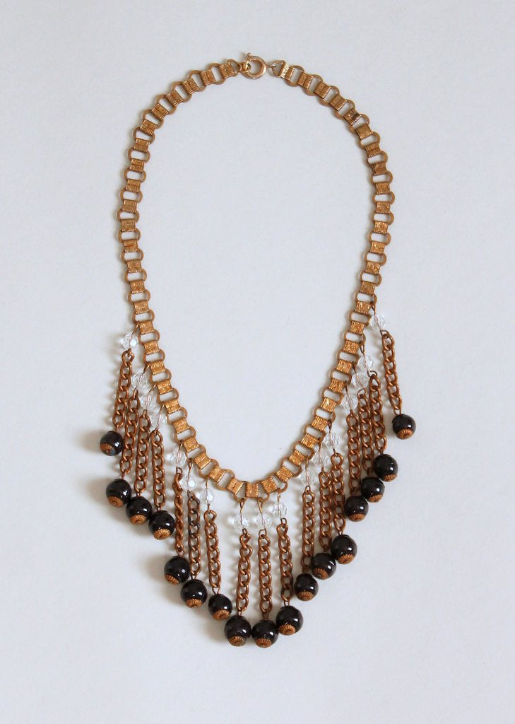 Vintage 1940s Brass Bookchain Bib Necklace