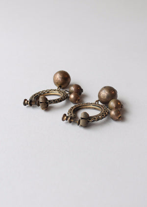 Vintage 1940s Brass Loops and Balls Earrings