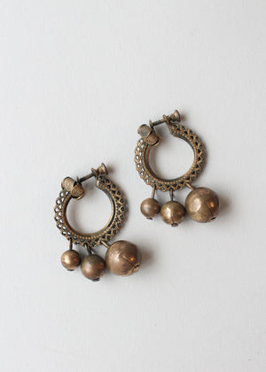 Vintage 1940s Brass Loops and Balls Earrings