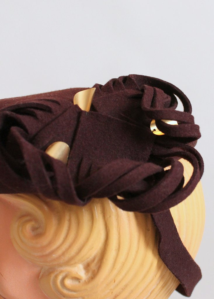 Vintage 1940s Brown Beret Tilt Hat