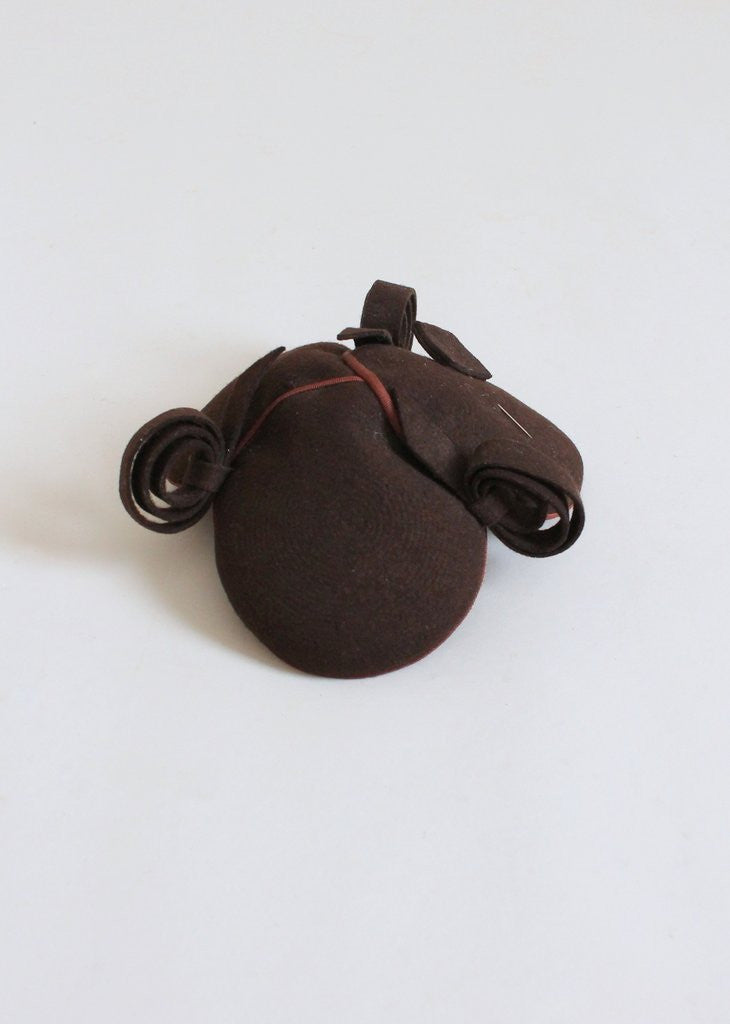 Vintage 1940s Brown Felt Circles and Curls Hat