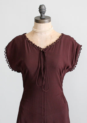 Vintage 1940s Brown Crepe Dress