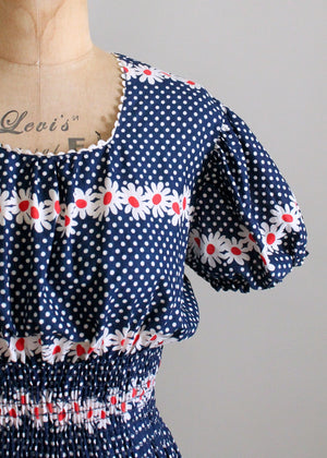 Vintage 1940s Daisies and Dots Day Dress