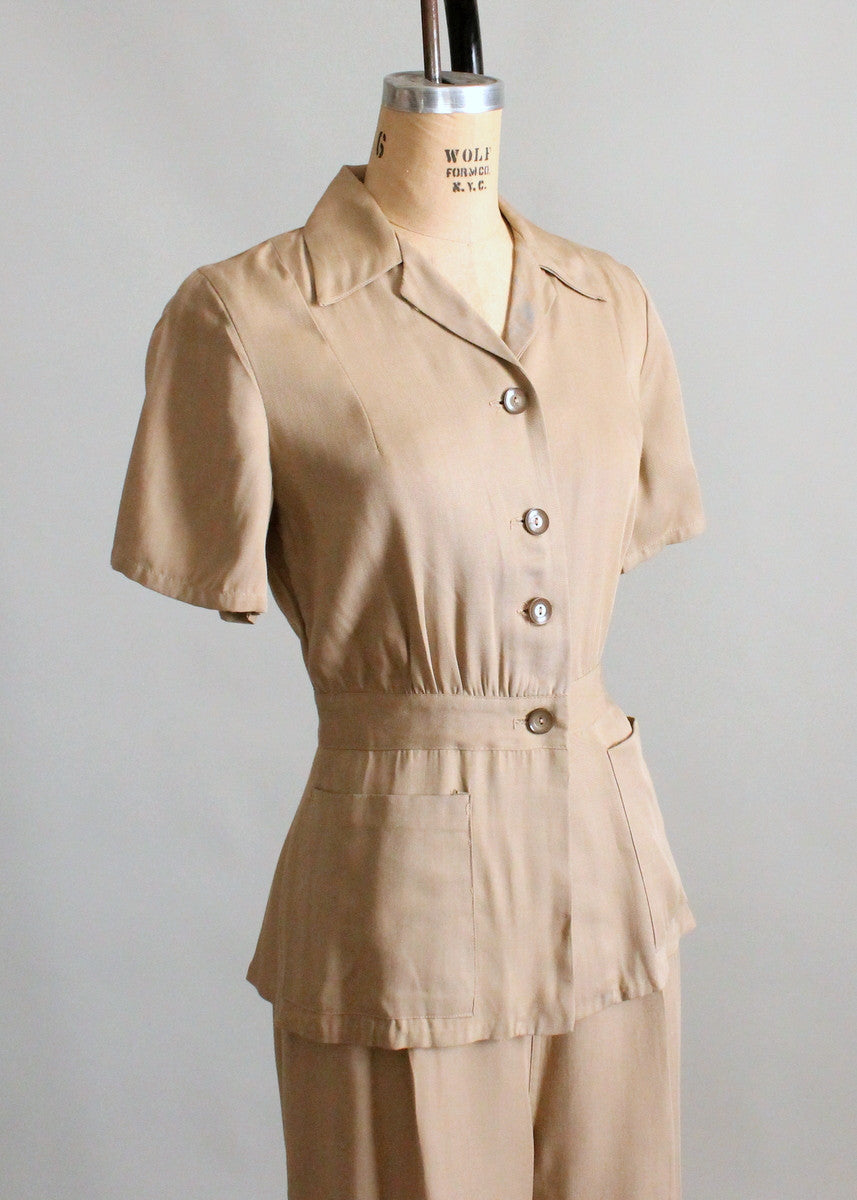 Vintage 1940s Cotton Jacket and Pants Suit - Raleigh Vintage