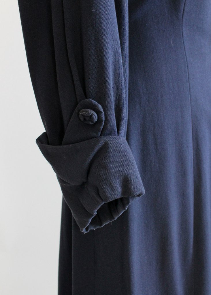 Vintage 1940s Navy Beaded Collar Princess Coat