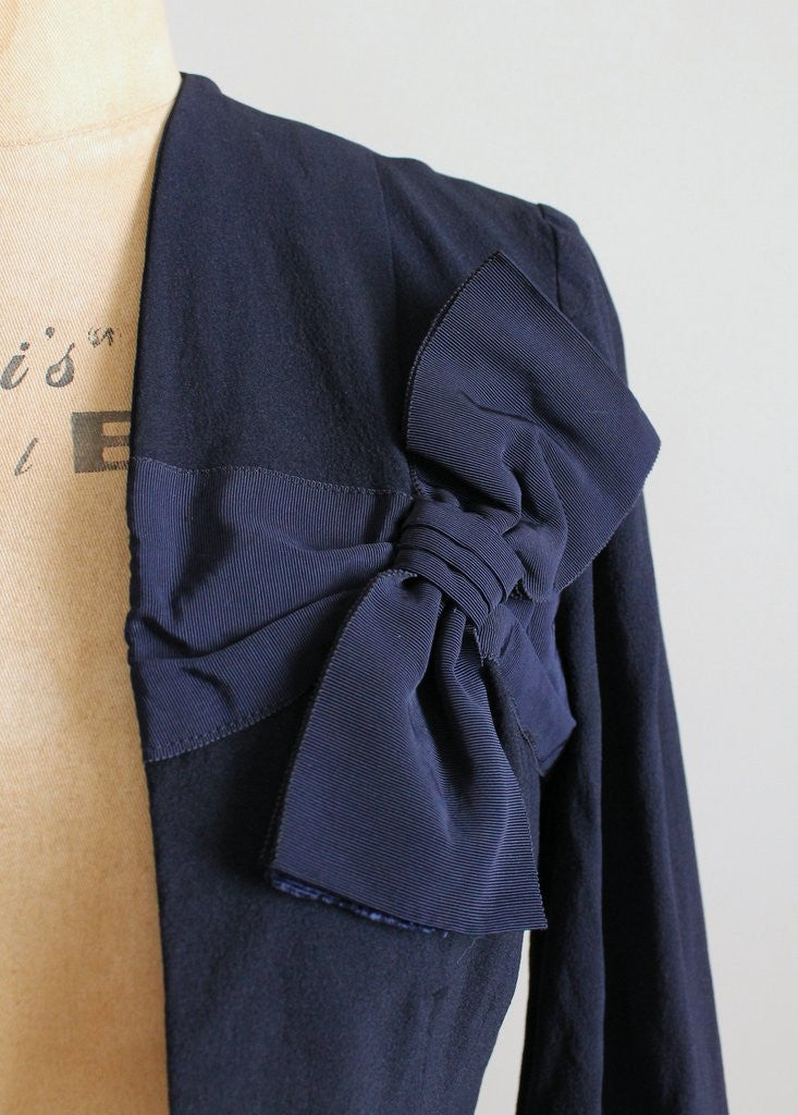 Vintage 1940s Navy Rayon Bolero Jacket