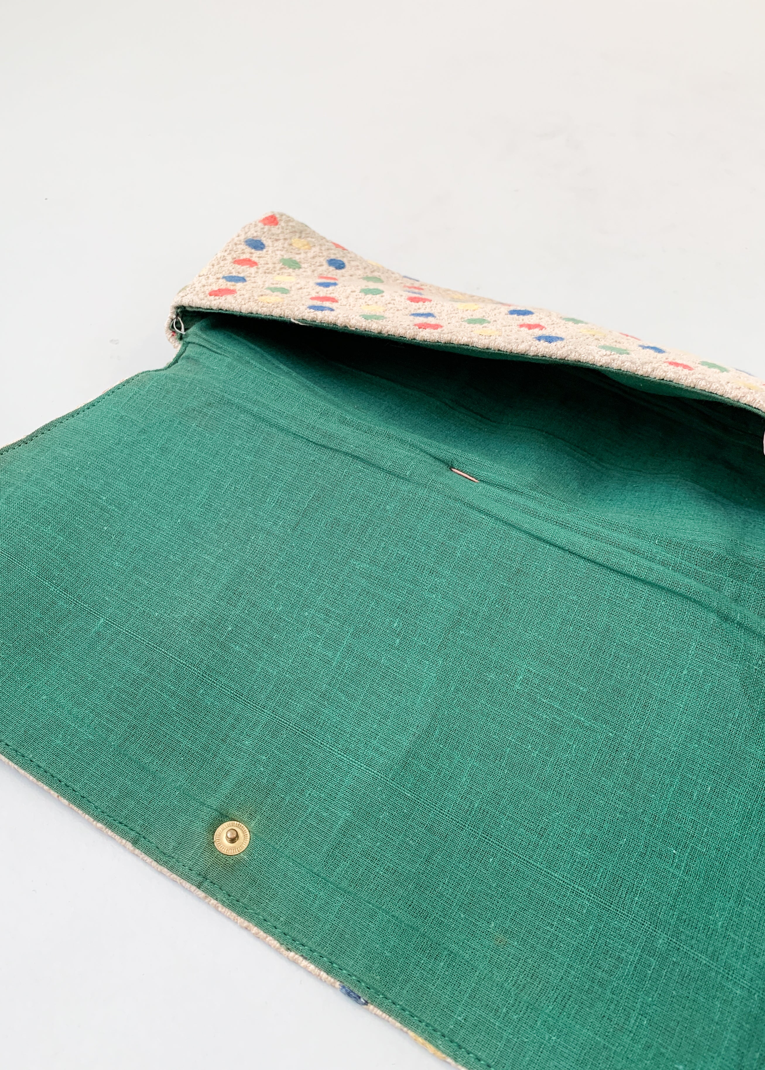 Vintage 1940s Fabric Clutch with Celluloid Rings