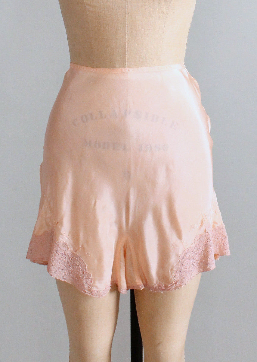 Vintage 1930s Pink Rayon and Lace Bra and Tap Pants Set - Raleigh Vintage