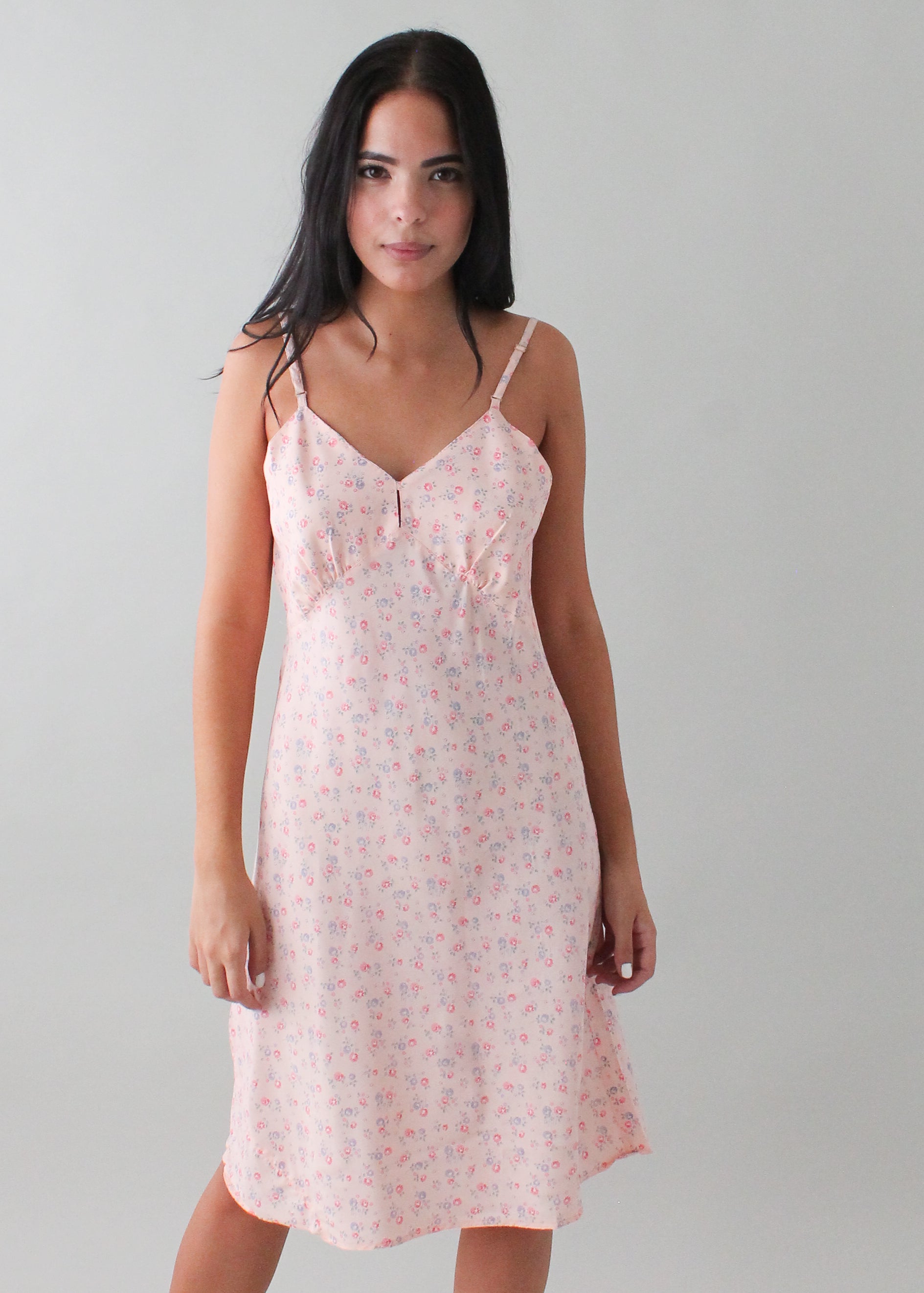 vintage floral slip dress Vintage 1940s Floral Rayon Slip Dress
