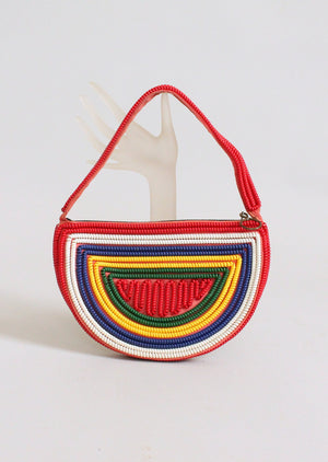 Vintage 1940s Primary Colors Telephone Cord Purse