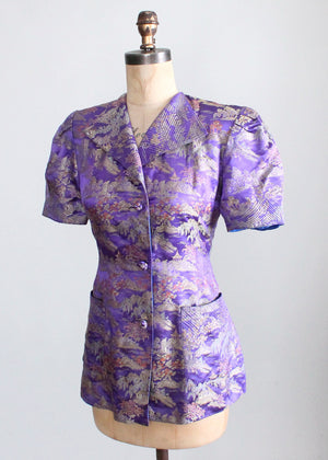 Vintage 1940s Purple Silk Asian Jacket