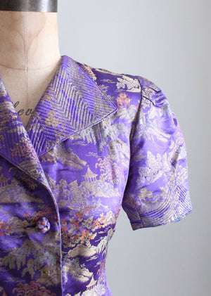 Vintage 1940s Purple Silk Asian Jacket