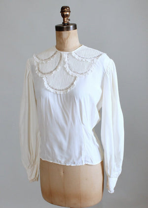 Vintage 1940s Rayon and Lace Poet Blouse