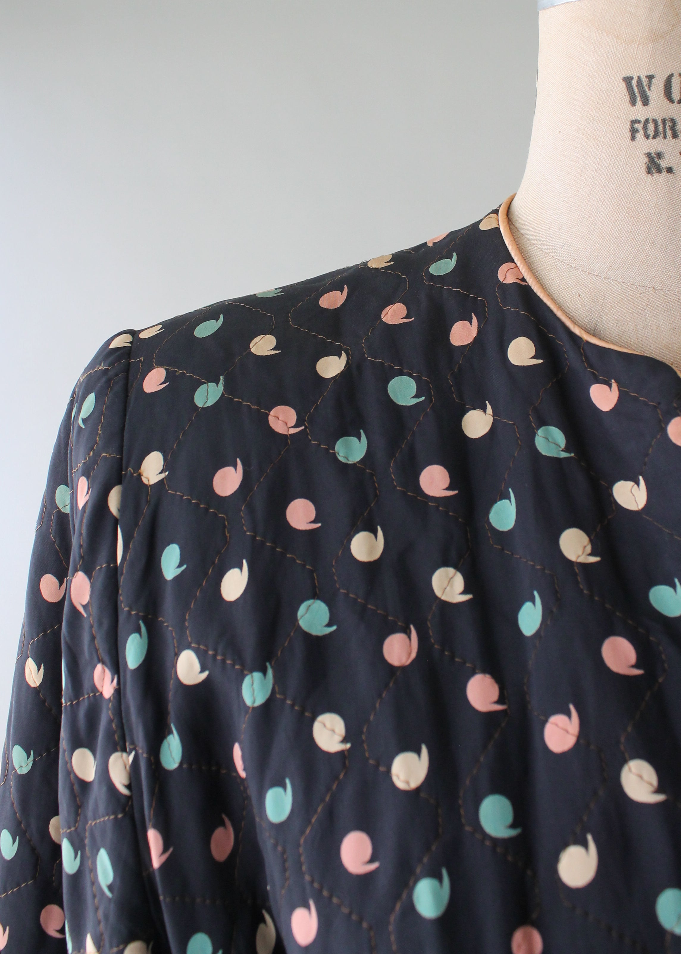 Vintage 1940s Navy Rayon Lounging Jacket and Pants Set