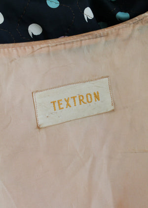 Vintage 1940s Navy Rayon Lounging Jacket and Pants Set