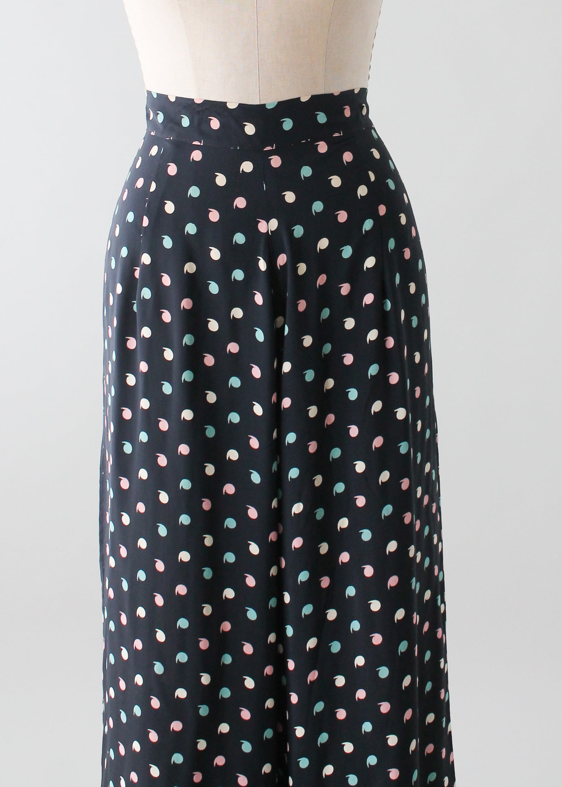 Vintage 1940s Navy Rayon Lounging Jacket and Pants Set