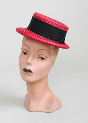 1940s straw boater hat