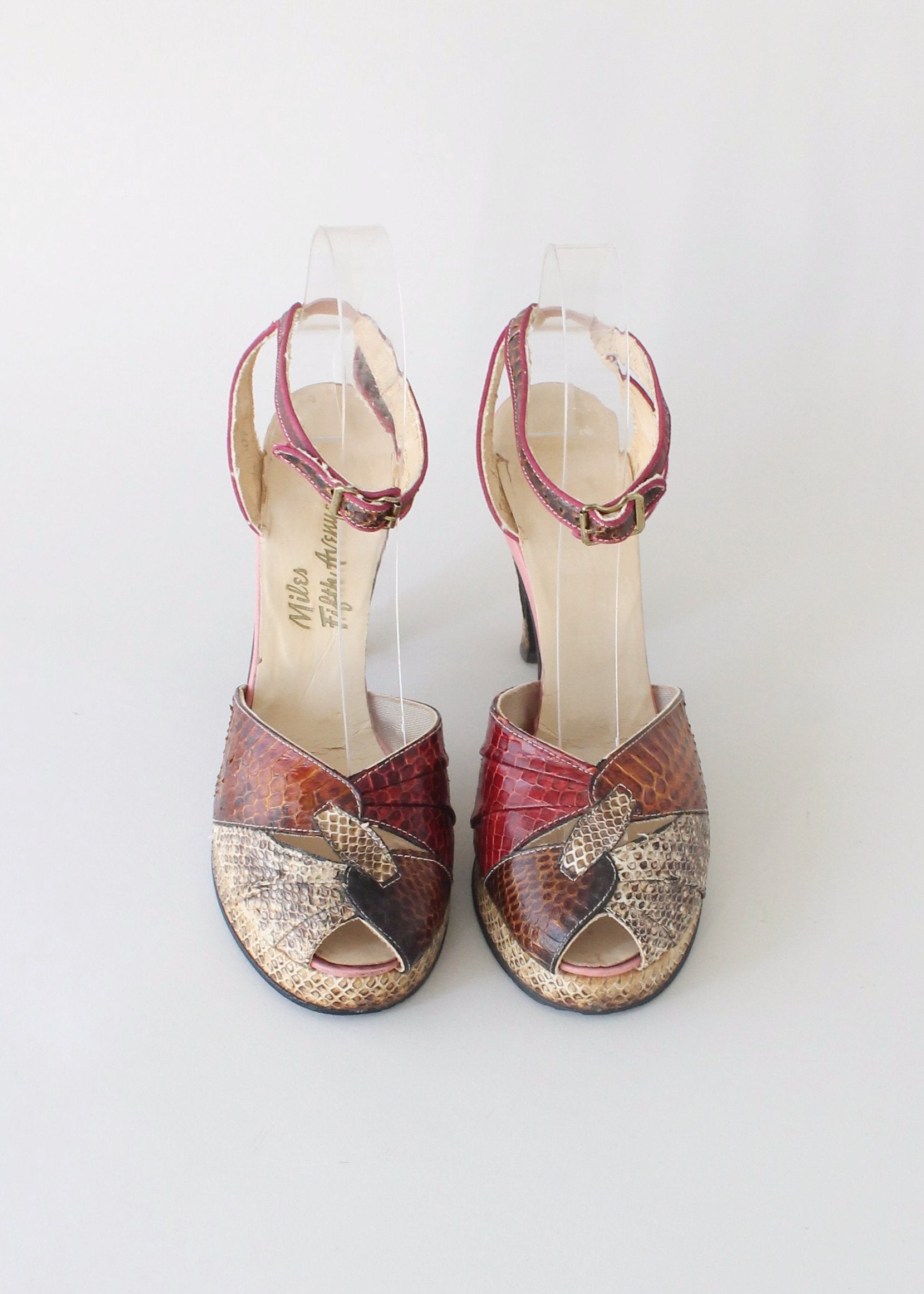 Vintage 1940s Snakeskin Platform Sandals Raleigh Vintage