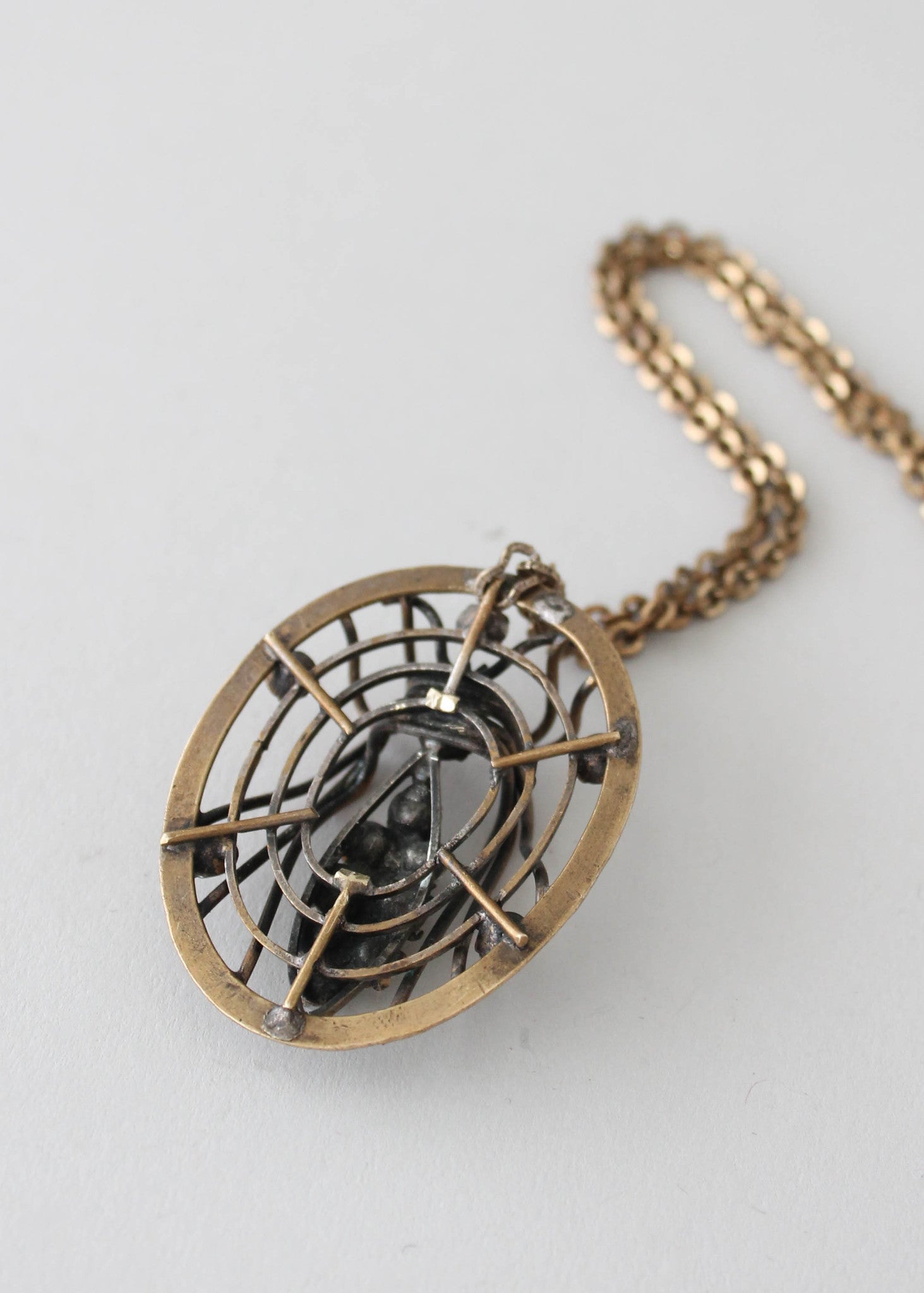 Vintage 1930s Jeweled Spider and Web Necklace