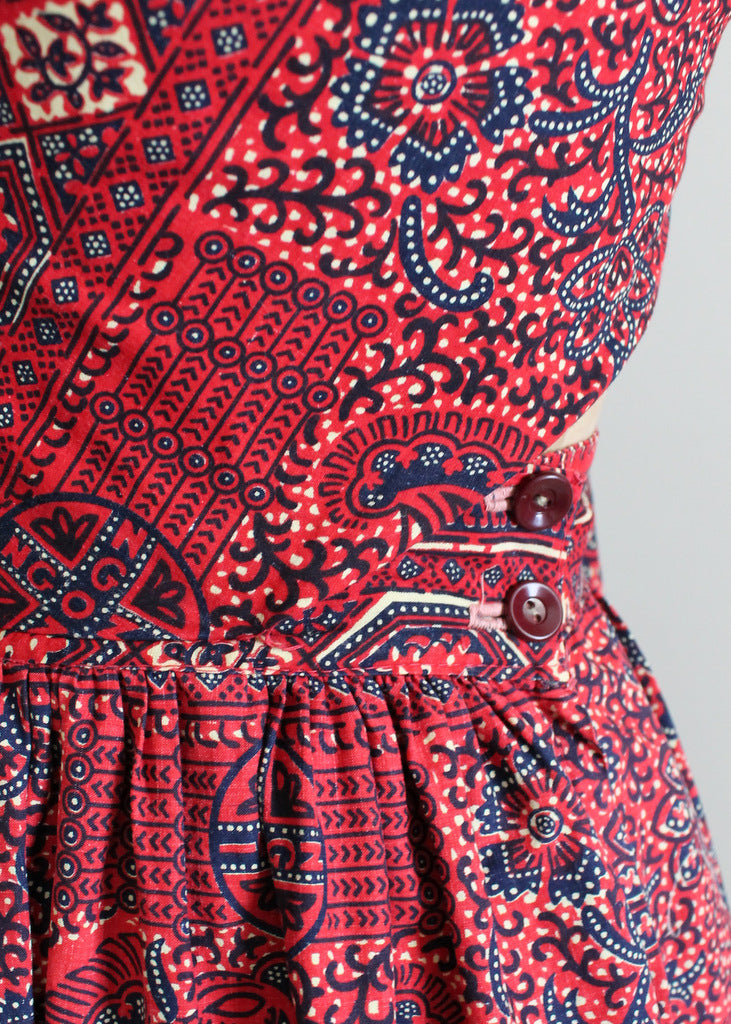 Vintage 1940s tribal print sundress