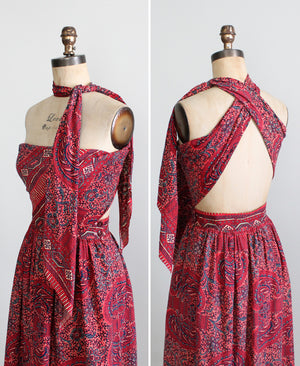 Vintage 1940s tiki print dress