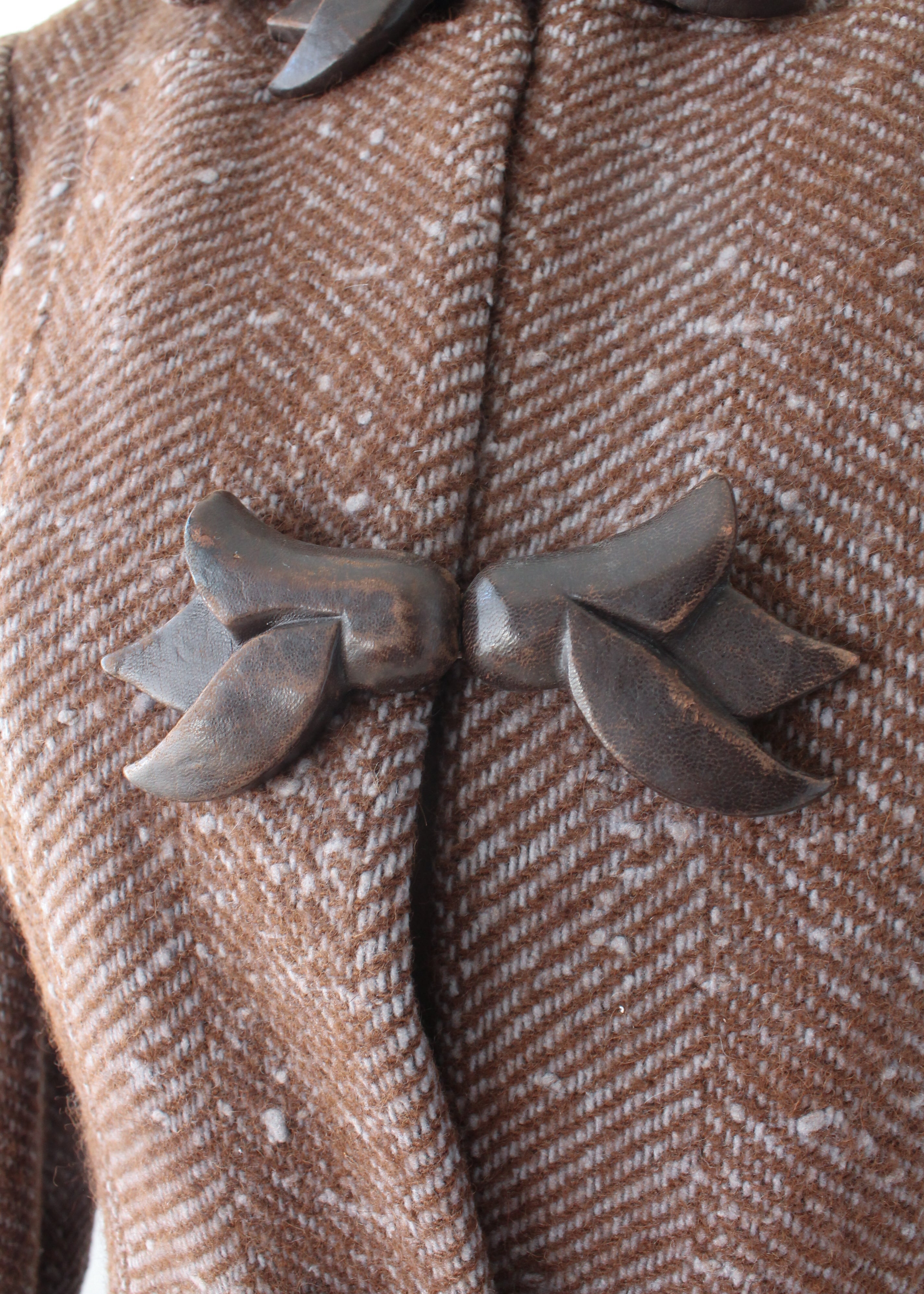 Vintage 1940s Tweed Blazer with Leather Covered Accents