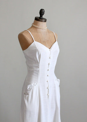 Vintage 1940s Simple White Sundress