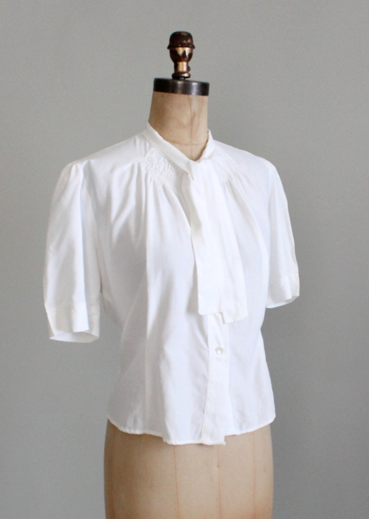 1930s white rayon blouse
